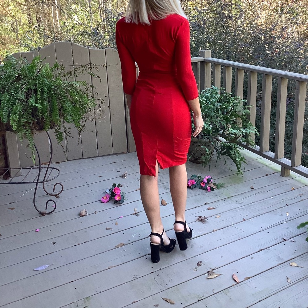 Moda International | Quarter Sleeve Red Dress - Picture 5 of 5